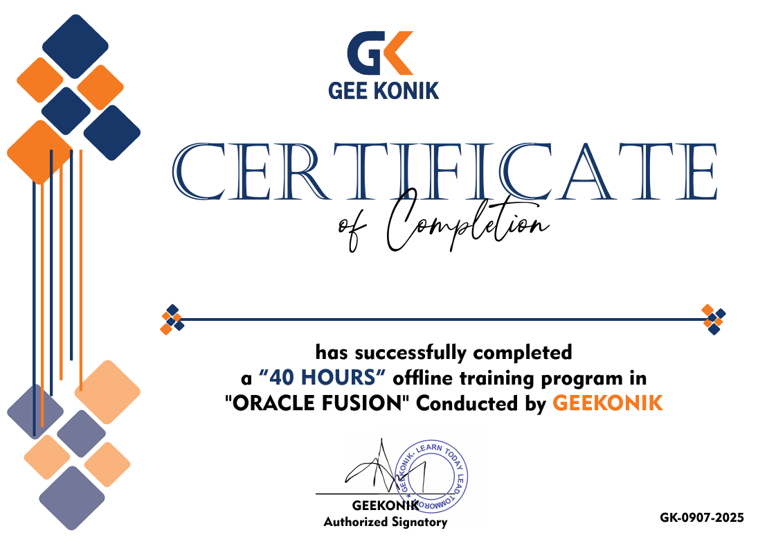 Oracle Fusion course in Noida certification – oracle fusion training certificate Geekonik institute-oracle fusion course in noida - oracle fusion training - oracle hcm training - oracle hcm cloud training - oracle hcm certification - oracle hcm course - oracle fusion hcm training - oracle fusion financials course - oracle fusion scm training - oracle fusion hcm course - oracle scm course - oracle fusion hcm online training - oracle fusion hcm certification - oracle fusion financials online training - oracle fusion cloud technical training   